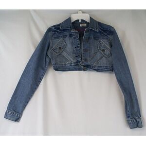 Younique Vintage Y2K Womens Cropped Denim Jacket Med. Wash Bolero Shrug Size S